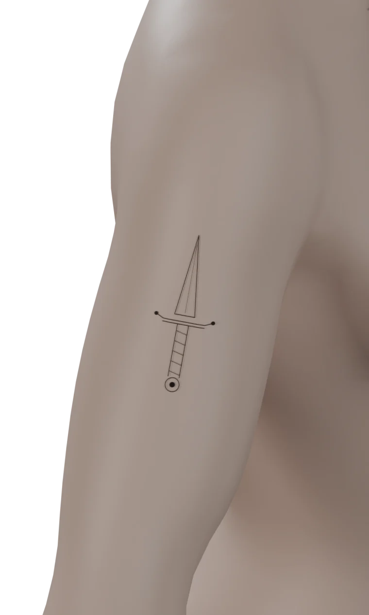 Tattoo projected on the arm of a 3D avatar, following the curve of the skin